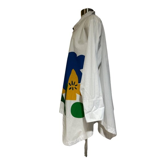 Art To Wear Cupcake International Floral Abstract L 100% Cotton Jacket Shirt - Picture 6 of 13